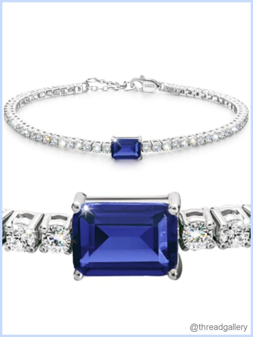 Lab Grown Tennis Bracelet White Gold Plated Sapphire Moissanite